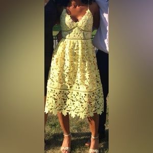 GUESS Yellow Marina Overlay Lace Dress